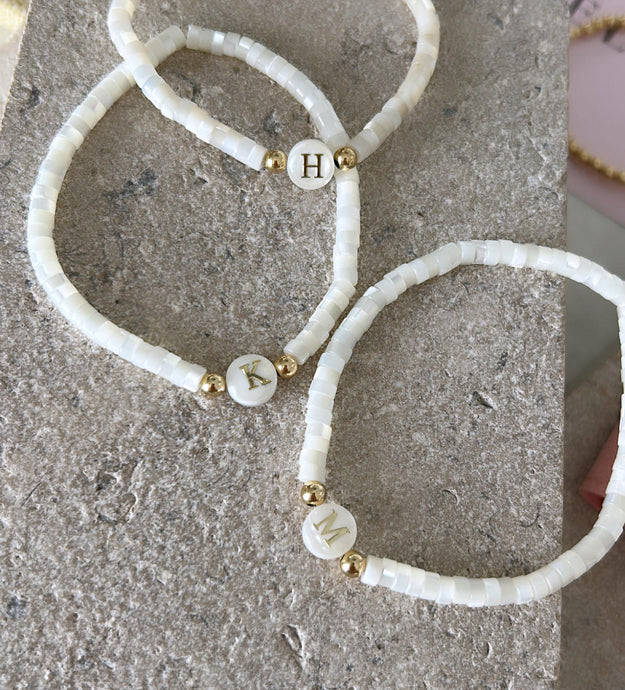 Mother of Pearl Initial Bracelet
