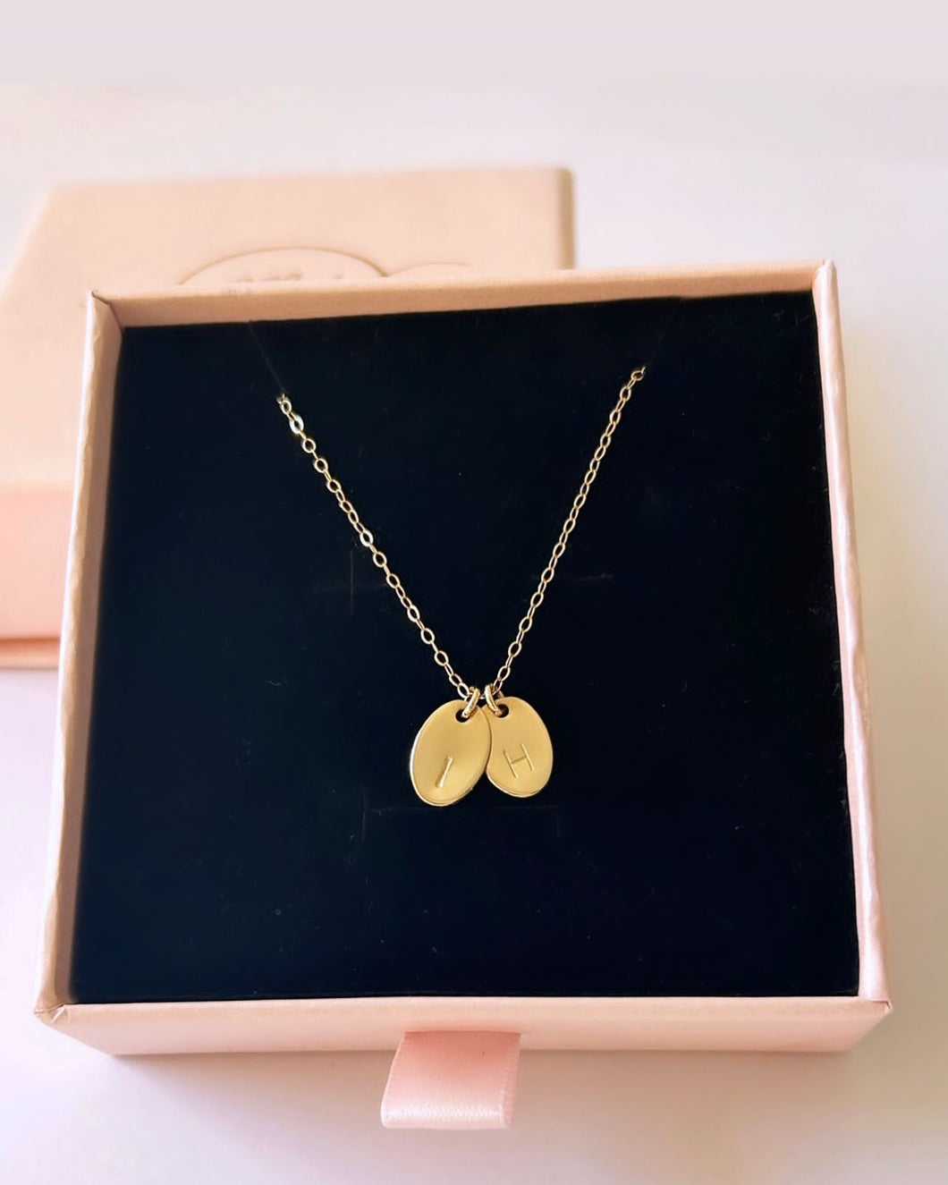 Oval Initial Necklace Gold