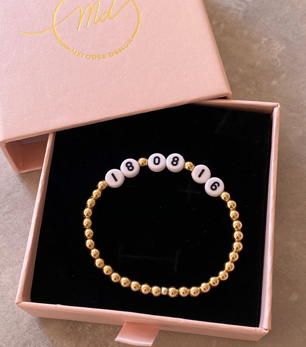 Beaded Date Bracelet Stirling Silver