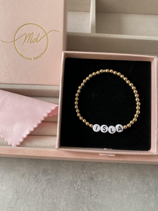 Youth Beaded Name Bracelet Gold Filled