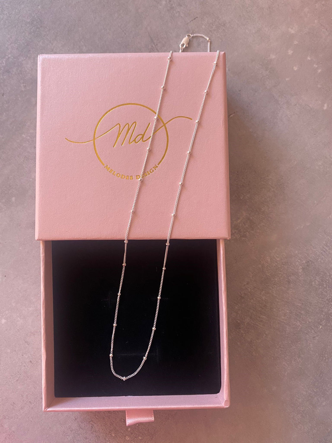 Beaded Stirling Silver Chain